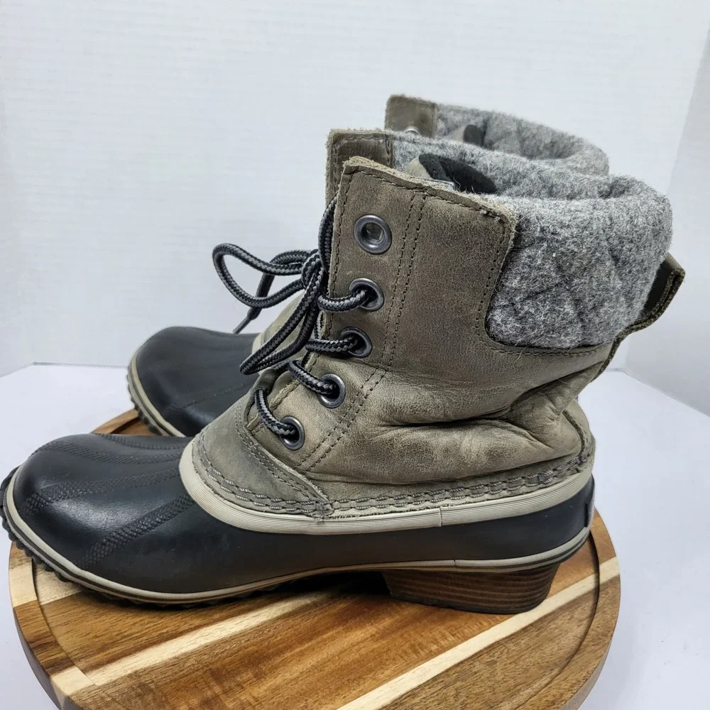 Sorel Women's Slimpack II Lace Waterproof Leather Duck Snow Boots NL2348 Sz 7.5